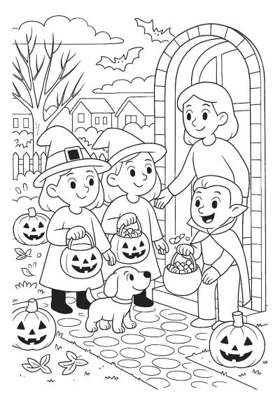 Halloween colouring activity page