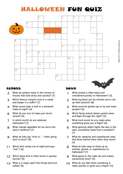 Printable Halloween kids quiz