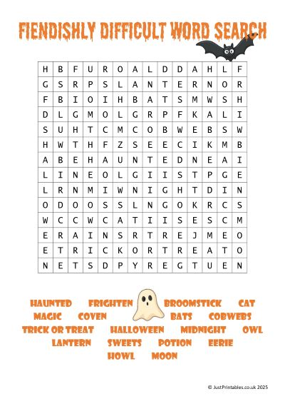 Printable Halloween word search