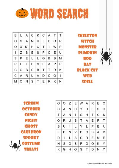 Printable Halloween word search