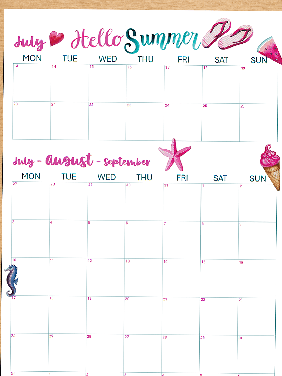 summer planner