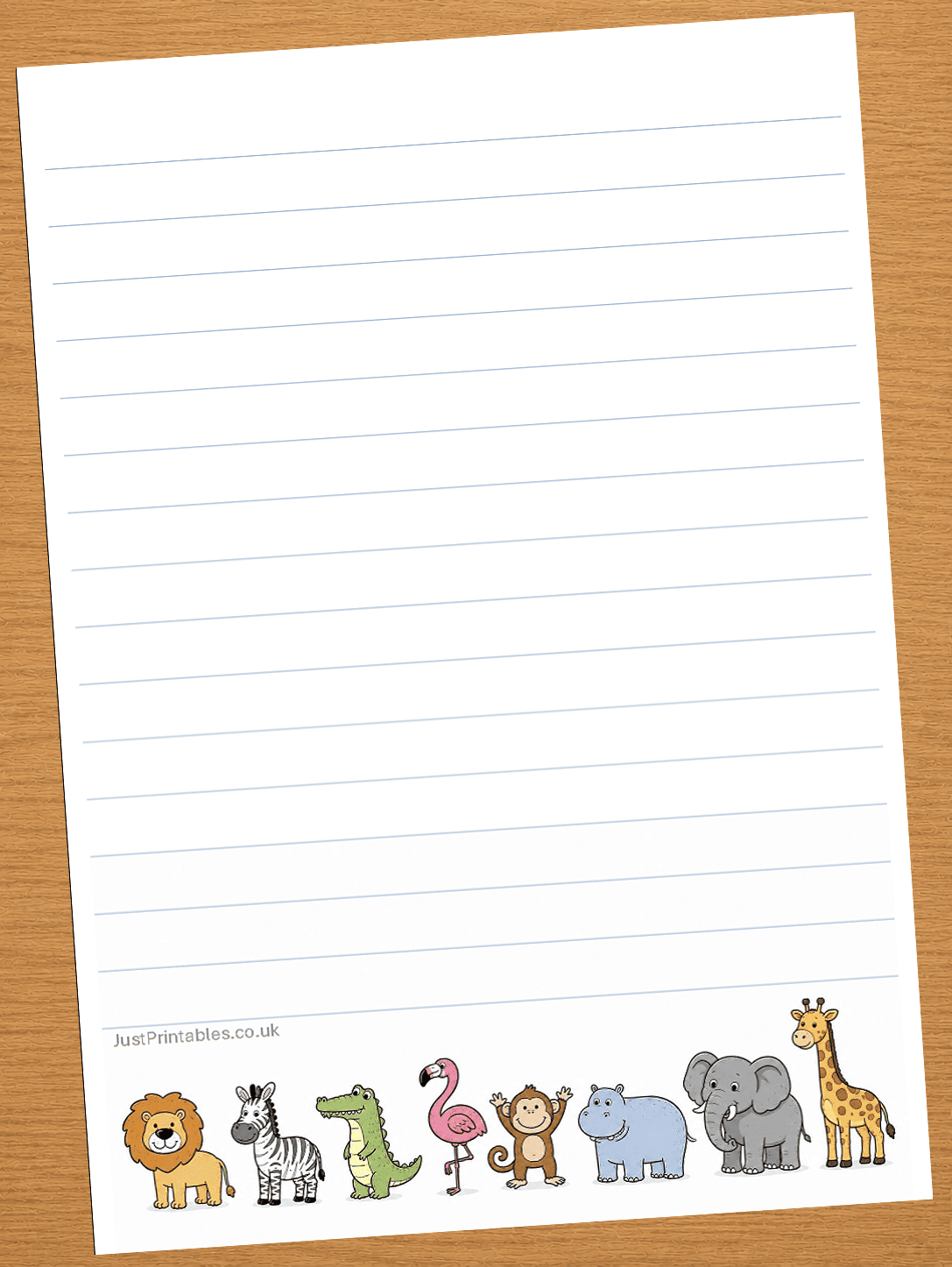 lined paper with jungle animals