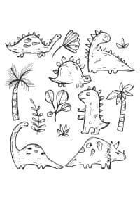 Kids dinosaur sketches preview
