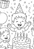 Kids party colouring page preview