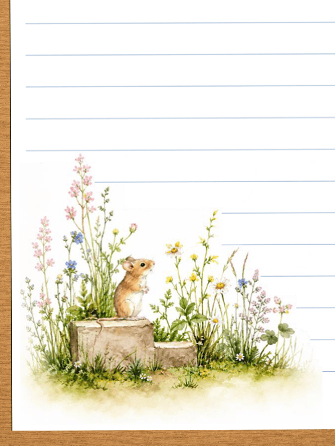 lined paper with a mouse