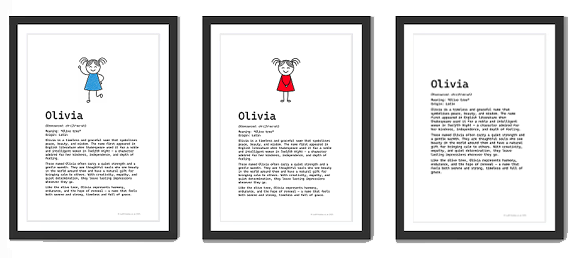 Free printable Olivia name art - A4 wall print designs to download and frame