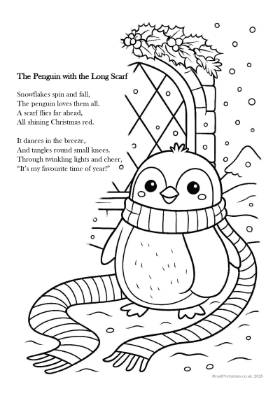 christmas activity featuring a penguin