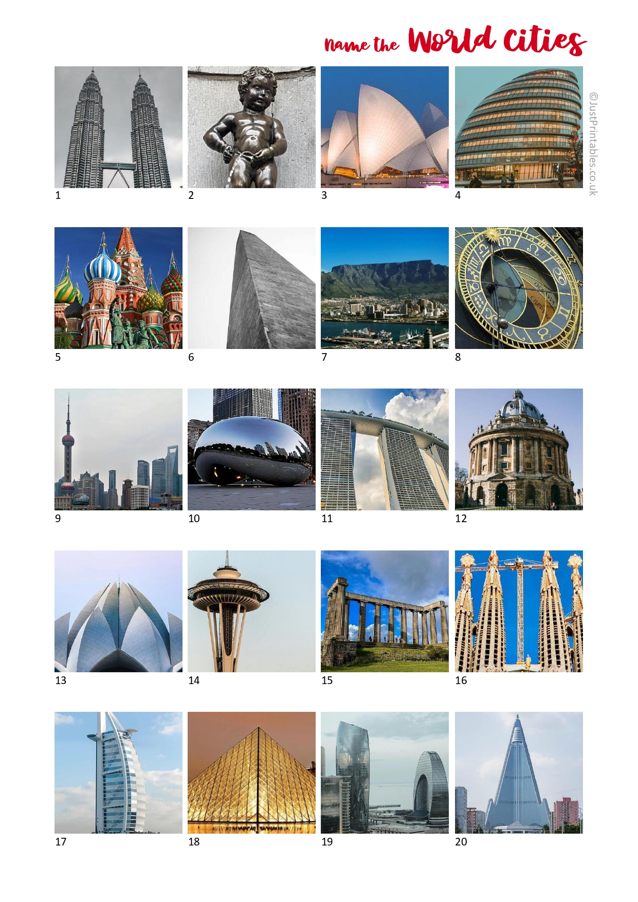 Printable picture quizzes