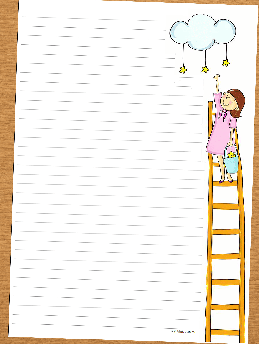 Reach for the stars lined paper preview