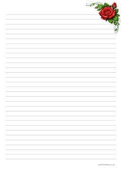 Preview of lined paper with a rose in its corner