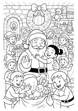 Santa grotto christmas colouring preview