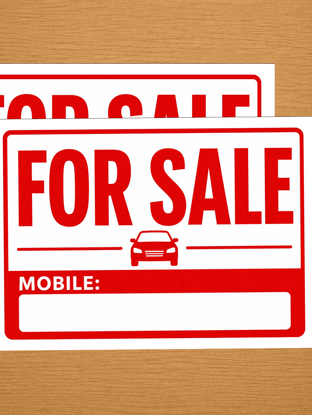 Car for sale sign