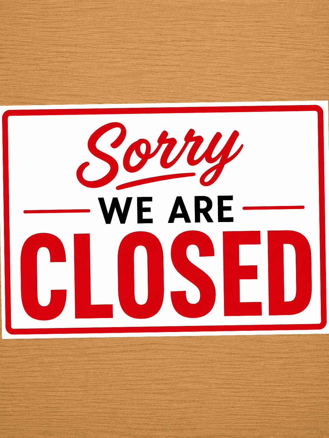 We are closed sign