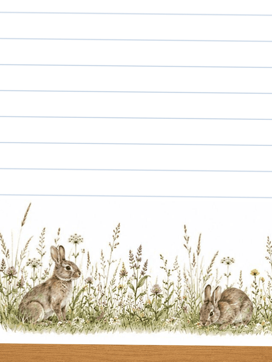 lined paper with rabbits