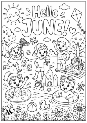 June colouring page