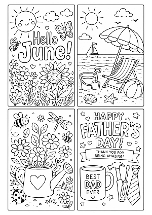 June colouring page