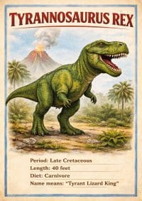 Tyrannosaurus rex colour background poster