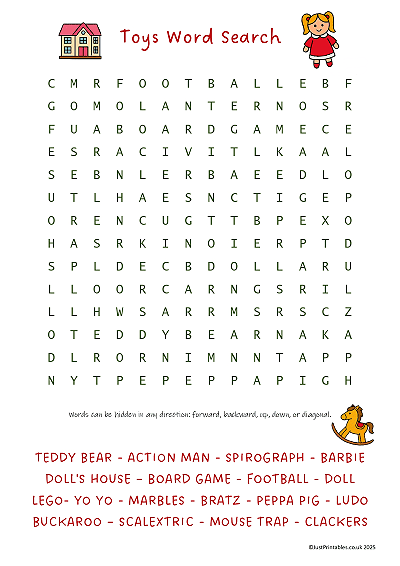 Toys Word Search Puzzle