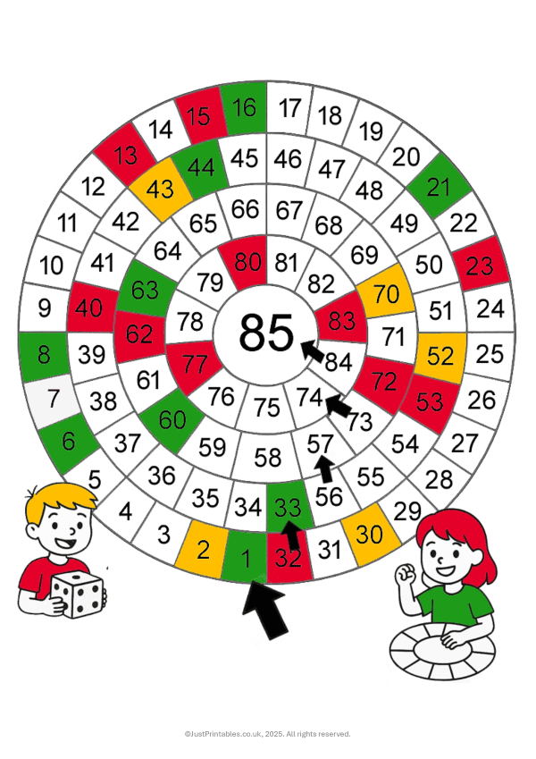 Printable Traffic Lights Dice Game