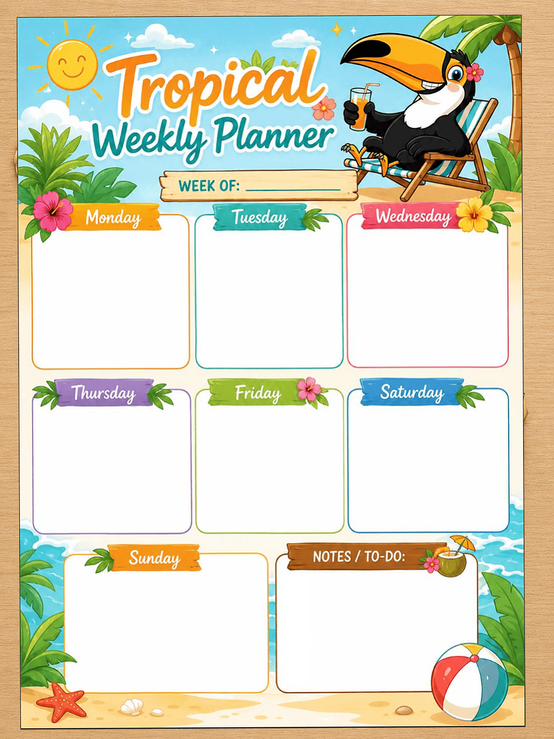 Tropical weekly planner