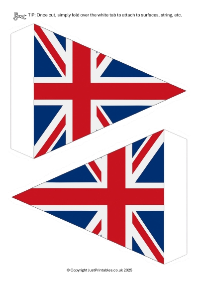 Printable British flag bunting template for DIY crafts