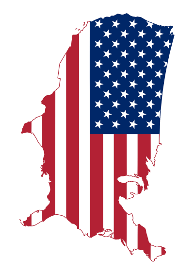 US flag inside a map