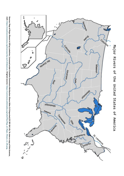 USA map featuring rivers
