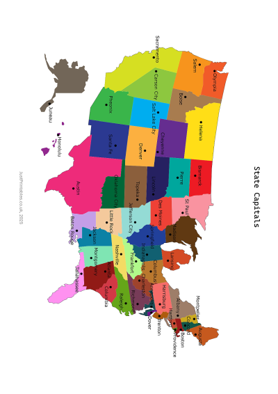 USA map state capitals