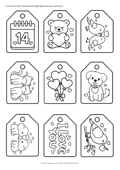 Printable Valentines Gift Tags Preview