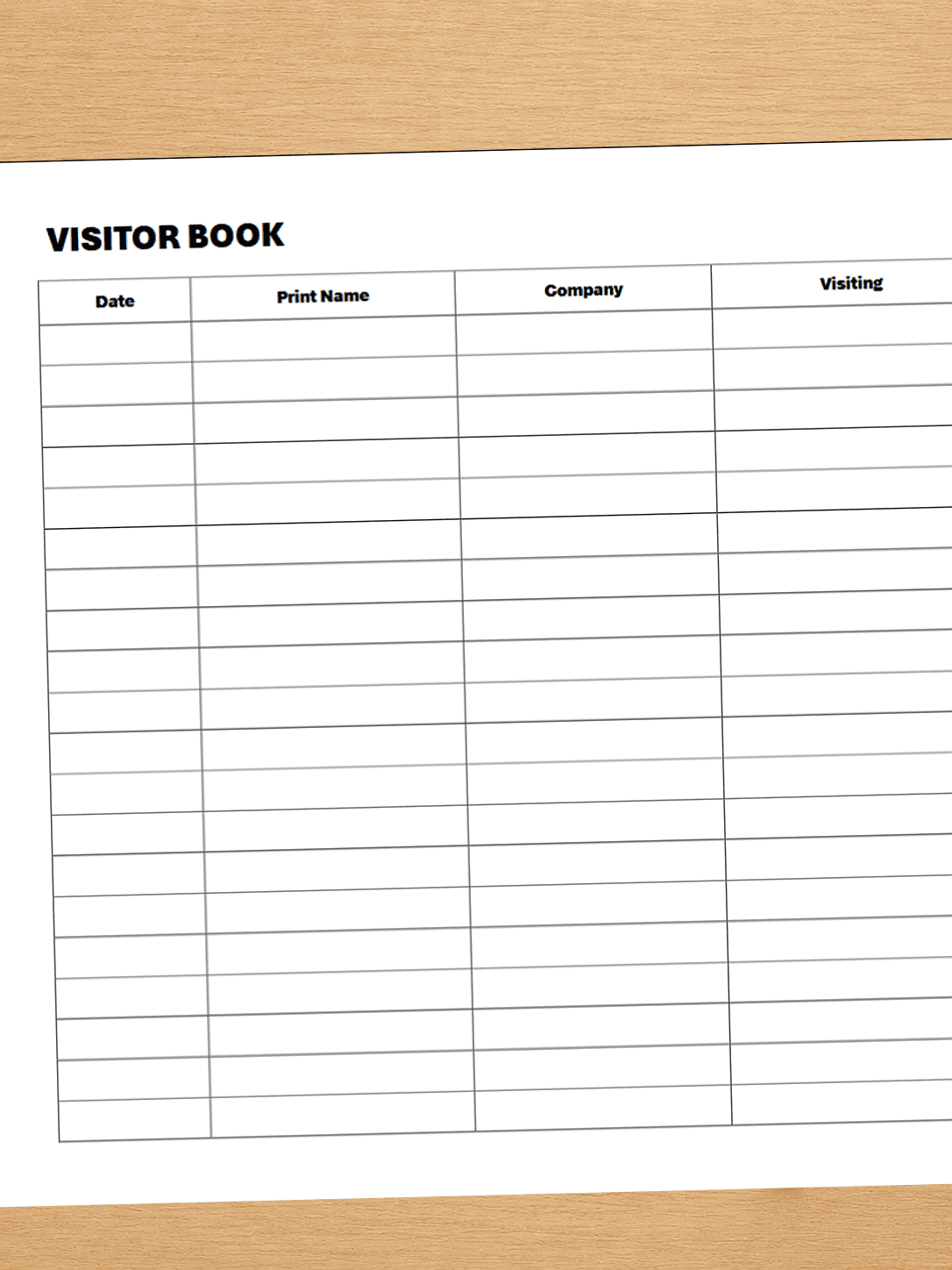 visitor sheet preview