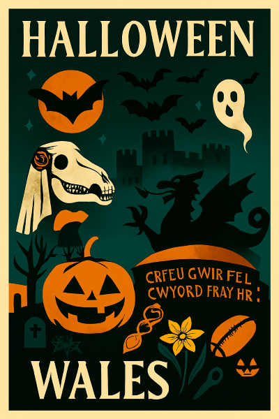 Wales halloween print