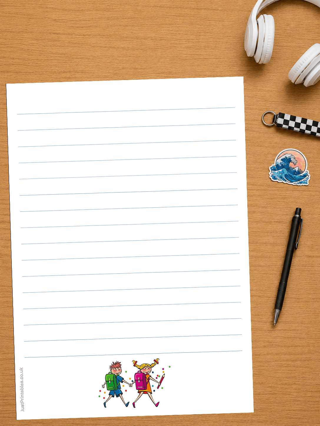 lined paper with kids