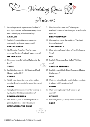 Wedding quiz preview