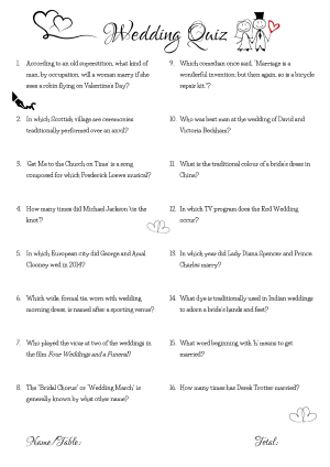 Wedding quiz preview