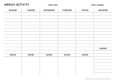 weekly planner layout preview