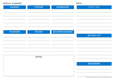 weekly planner layout preview