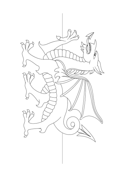 Printable large Welsh dragon to colour
