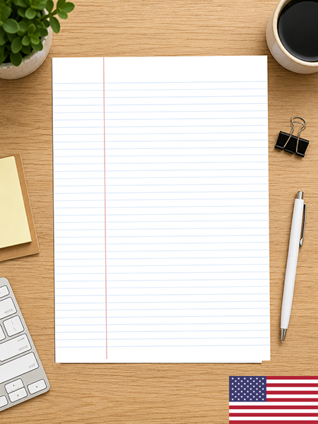 lined paper with a margin