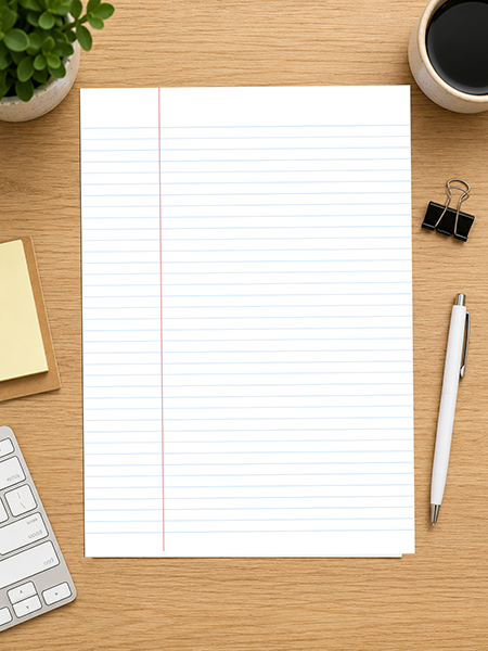 lined paper with a margin