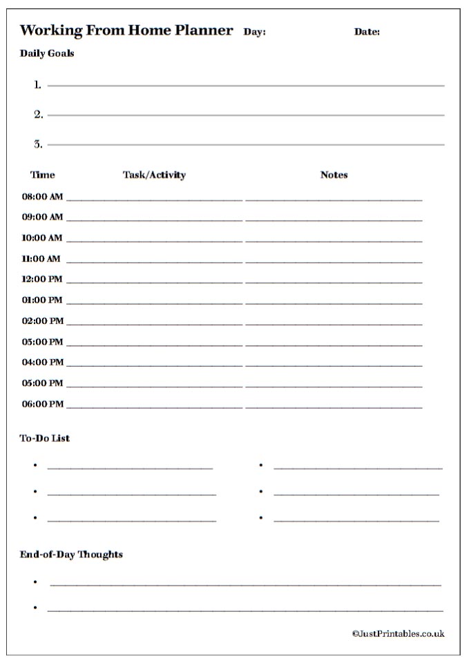 Work from Home Planner preview